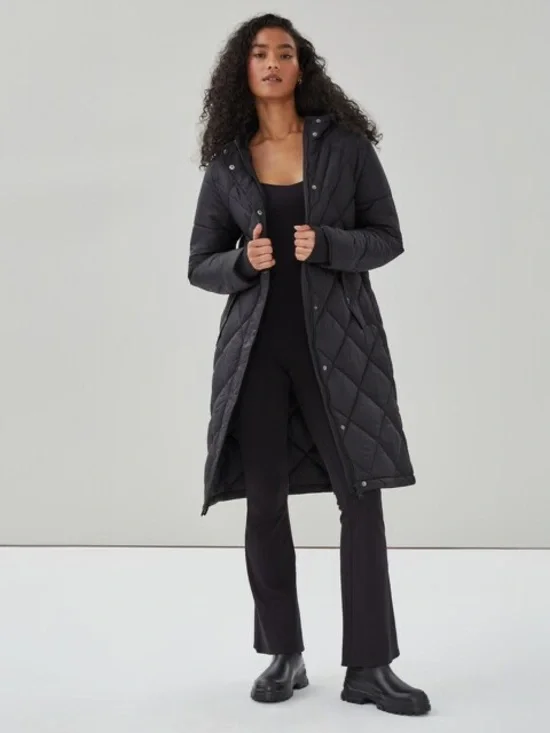 Diamond Quilted Long Puffer Jacket - Picture 2 of 7